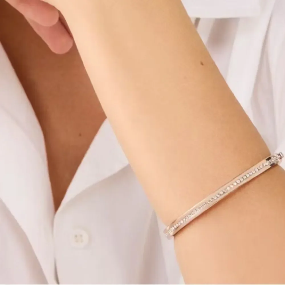 Kate Spade Rose Gold Ring It Up Pave Bangle Hinged Bracelet - Picture 2 of 7